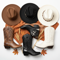 All Around the World Women's Cowboy Boots and Hats - Brown, Black & White